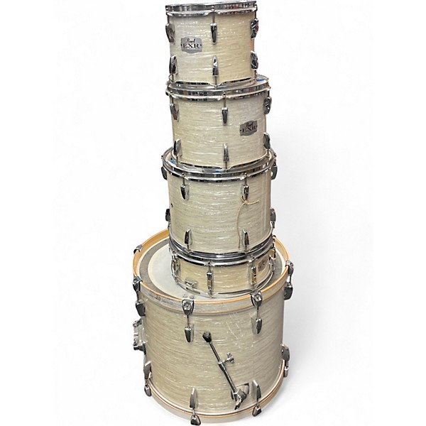 Used Pearl 5 Piece Export Vintage White Marine Pearl Drum Kit