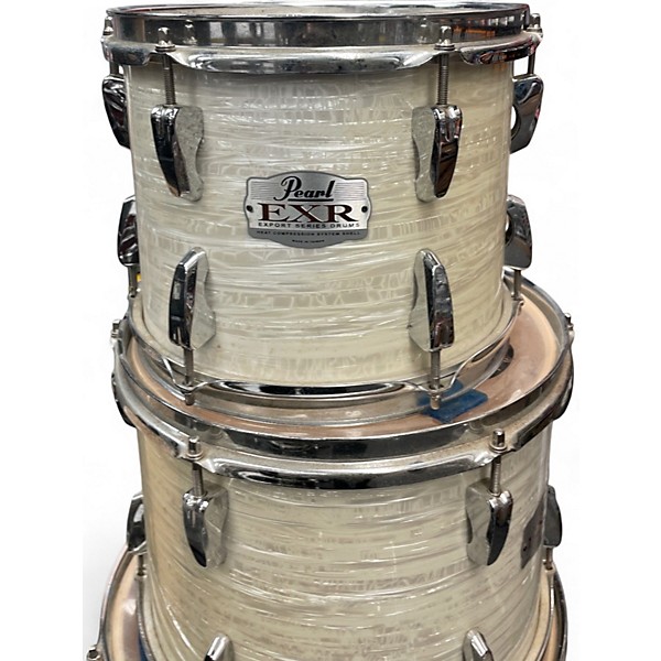 Used Pearl 5 Piece Export Vintage White Marine Pearl Drum Kit