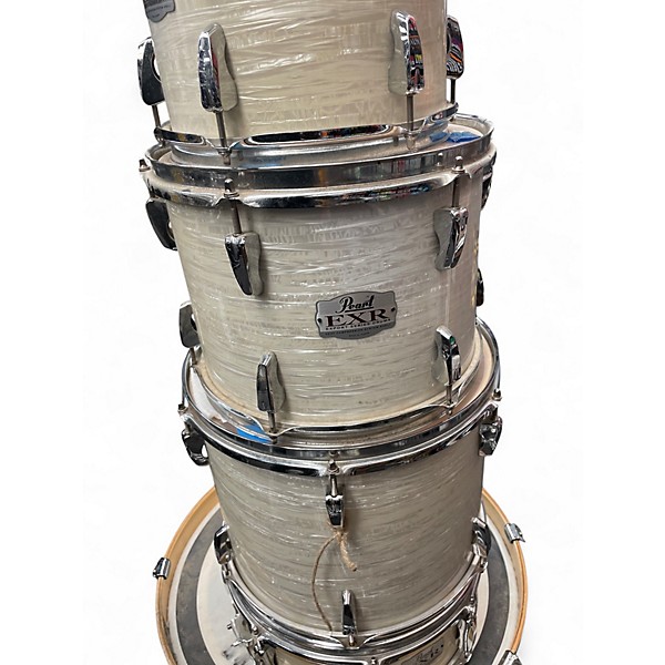 Used Pearl 5 Piece Export Vintage White Marine Pearl Drum Kit