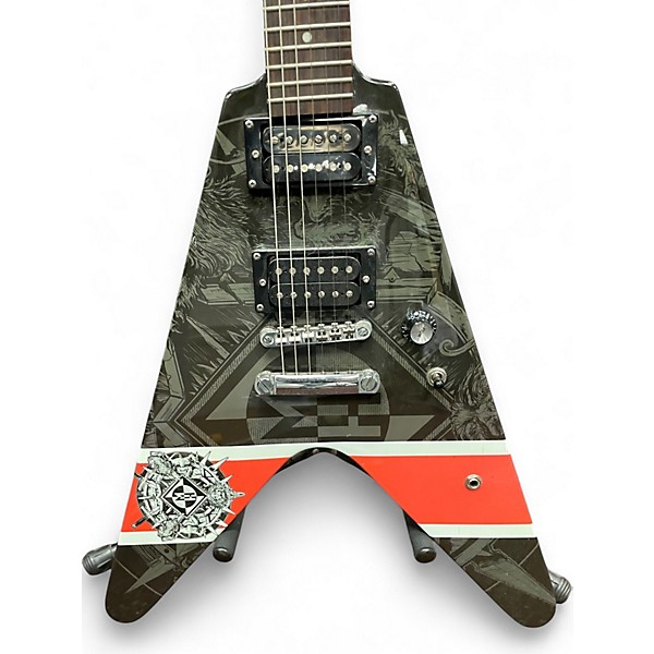 Used Epiphone MACHINE HEAD SIGNATURE "BLOODSTONE & DIAMONDS" FLYING V Ebony Solid Body Electric Guitar