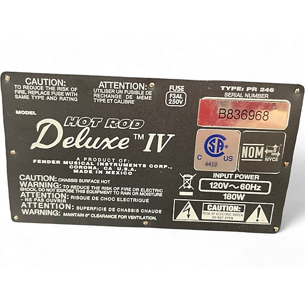 Used Fender Hot Rod Deluxe IV 50W 1x12 Tube Guitar Combo Amp