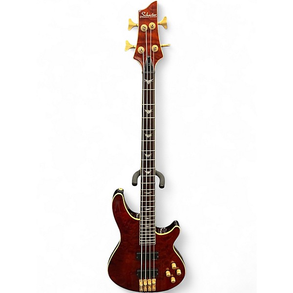 Used Schecter Guitar Research C4 4 String crimson Electric Bass Guitar