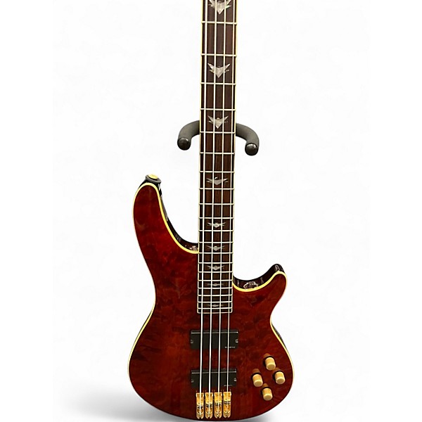 Used Schecter Guitar Research C4 4 String crimson Electric Bass Guitar