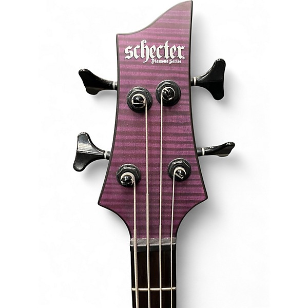 Used Schecter Guitar Research C4 DIAMOND SERIES Trans Purple Electric Bass Guitar