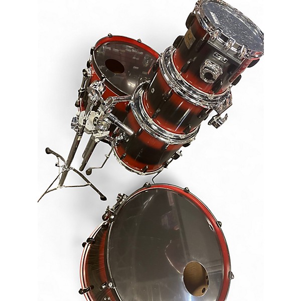 Used Pearl 5 Piece SESSION CUSTOM RED AND BLACK Drum Kit