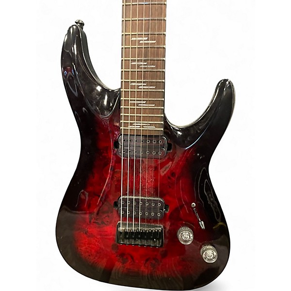 Used Schecter Guitar Research Omen Elite 7 Black Cherry Burst Solid Body Electric Guitar