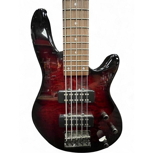 Used Schecter Guitar Research Raiden Special 5 String Trans Crimson Red Electric Bass Guitar