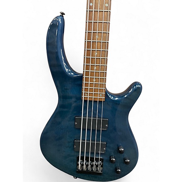 Used Dean Edge 5 String Blue Electric Bass Guitar