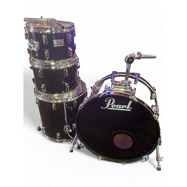 Vintage 1980s Pearl 4 Piece Professional Mx Series Black Drum Kit