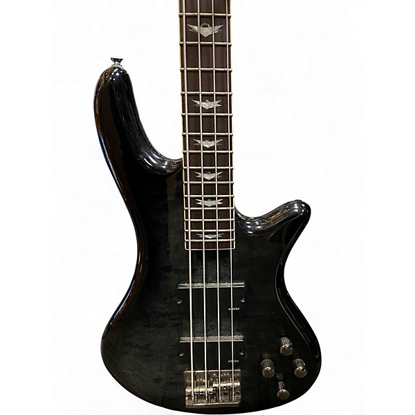 Used Schecter Guitar Research Stiletto Extreme 4 String Trans Black Electric Bass Guitar