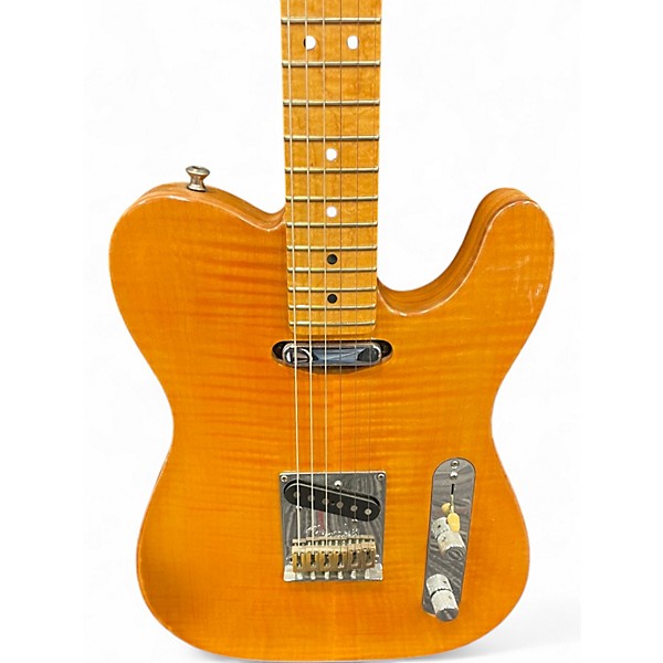 Used Fender Select Carved Maple Top Telecaster Amber Solid Body Electric Guitar