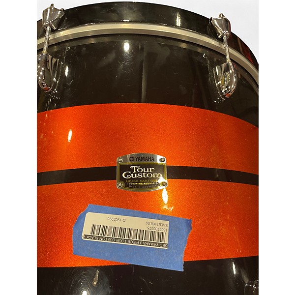 Used Yamaha 3 Piece Tour Custom black with red stripes Drum Kit