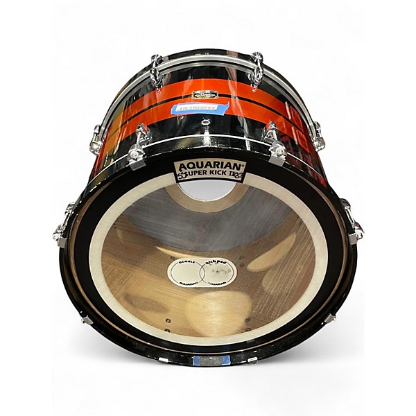 Used Yamaha 3 Piece Tour Custom black with red stripes Drum Kit