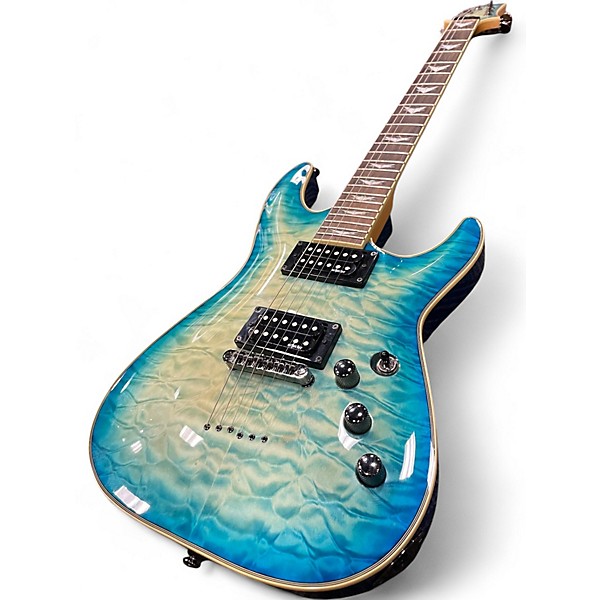 Used Schecter Guitar Research Omen Extreme 6 Ocean Blue Burst Solid Body Electric Guitar