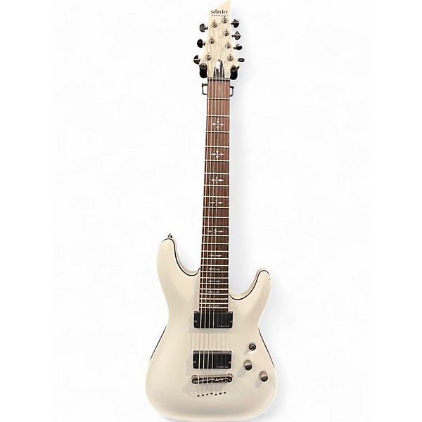 Used Schecter Guitar Research Demon 7 String White Solid Body Electric Guitar