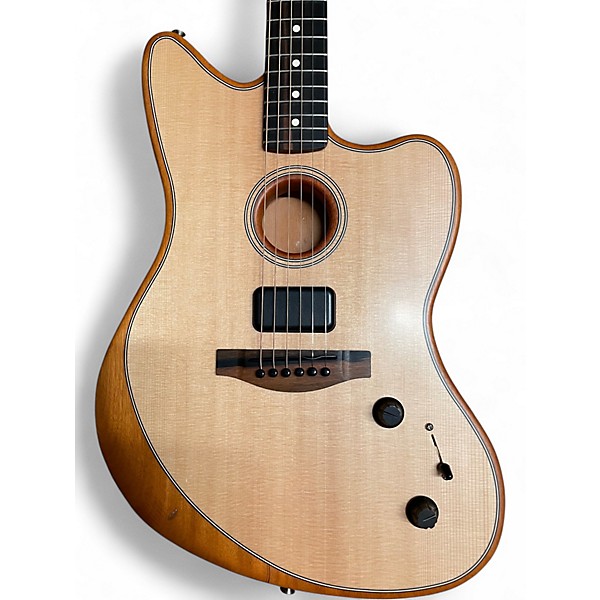 Used Fender american jazzmaster acoustasonic Natural Acoustic Electric Guitar