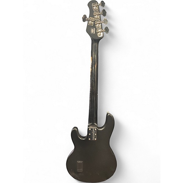 Used Ernie Ball Music Man sub bass 5 Black Electric Bass Guitar Black and Silver Electric Bass Guitar