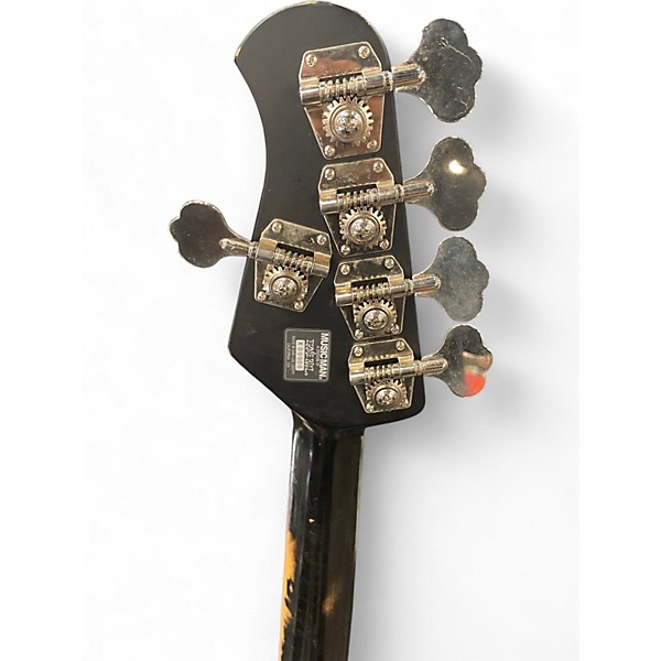 Used Ernie Ball Music Man sub bass 5 Black Electric Bass Guitar Black and Silver Electric Bass Guitar