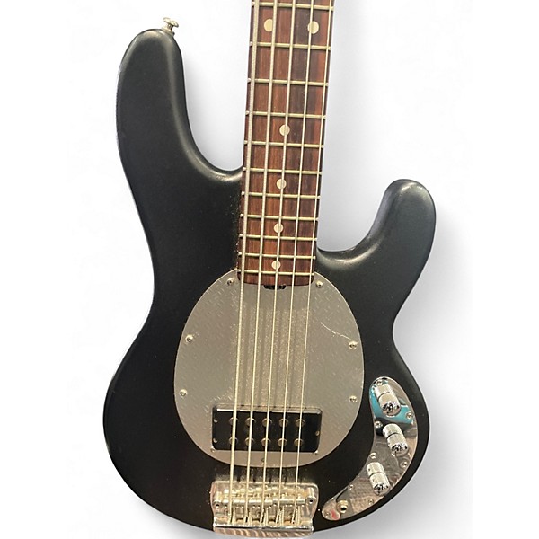 Used Ernie Ball Music Man sub bass 5 Black Electric Bass Guitar Black and Silver Electric Bass Guitar