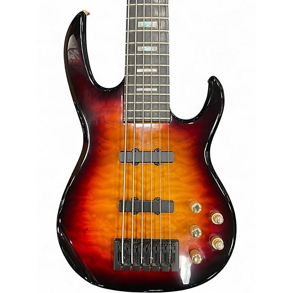 Used Carvin LB76 QUILT TOP 3 Tone Sunburst Electric Bass Guitar