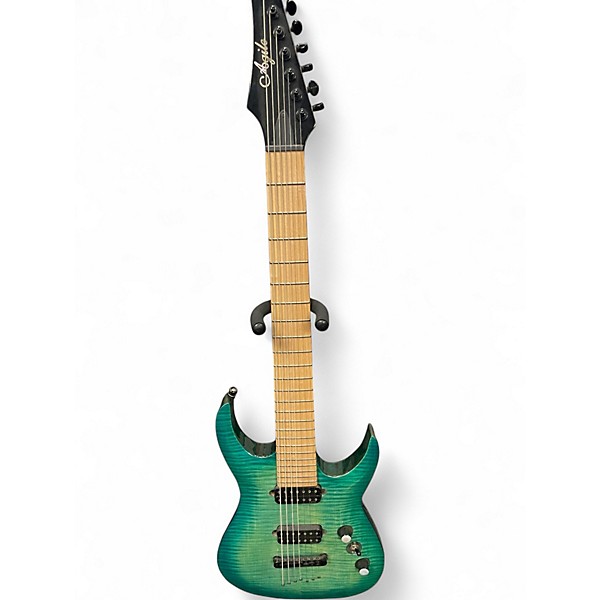 Used Agile Septor 725 7 String Green Solid Body Electric Guitar