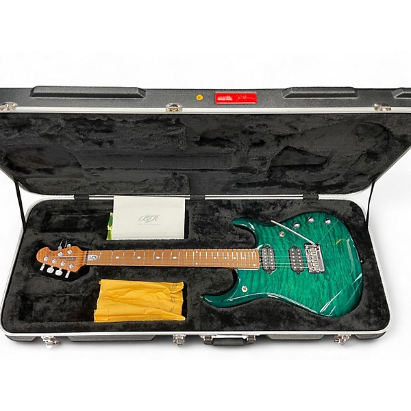 Used Ernie Ball Music Man JP15 John Petrucci Signature BFR Green Tiger Eye Quilt Solid Body Electric Guitar
