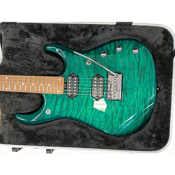 Used Ernie Ball Music Man JP15 John Petrucci Signature BFR Green Tiger Eye Quilt Solid Body Electric Guitar