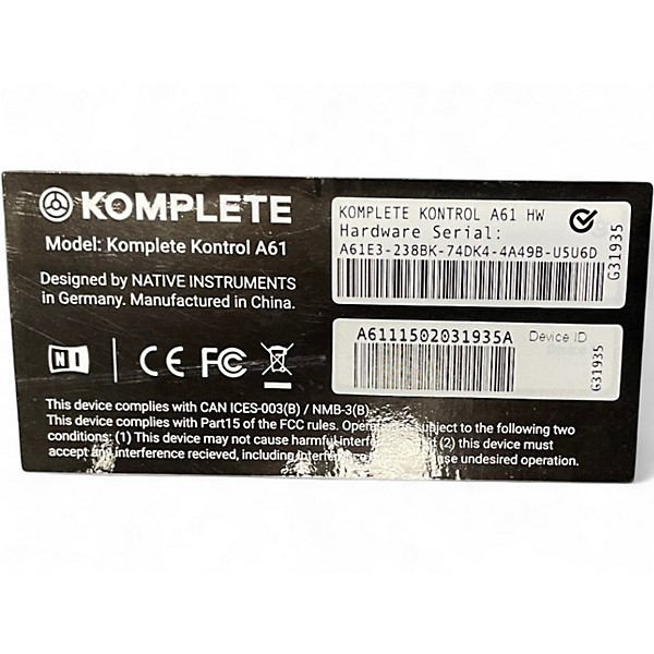 Used Native Instruments Komplete Kontrol A61 MIDI Controller
