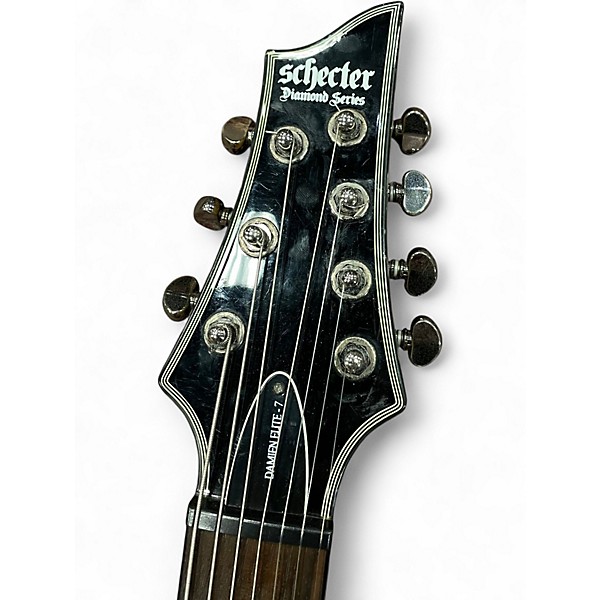 Used Schecter Guitar Research Damien Elite 7 Black Solid Body Electric Guitar