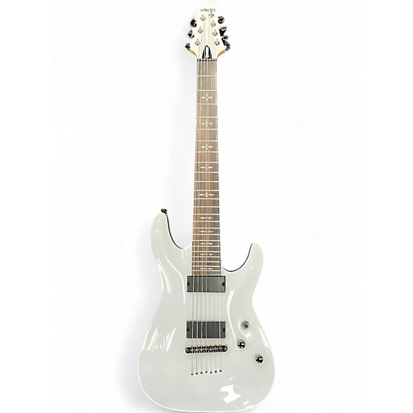 Used Schecter Guitar Research Demon 7 String White Solid Body Electric Guitar