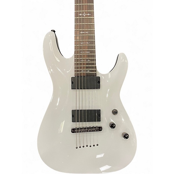 Used Schecter Guitar Research Demon 7 String White Solid Body Electric Guitar