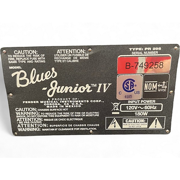 Used Fender Blues Junior IV 15W 1x12 Tube Guitar Combo Amp