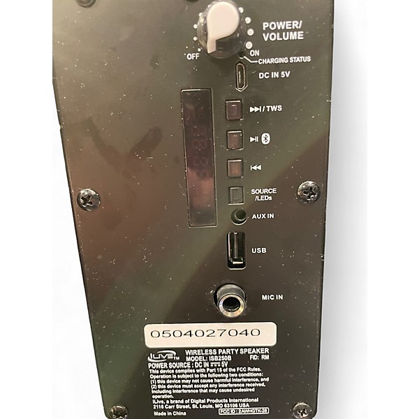 Used Ilive ISB250B Bluetooth Speaker Portable Audio Player