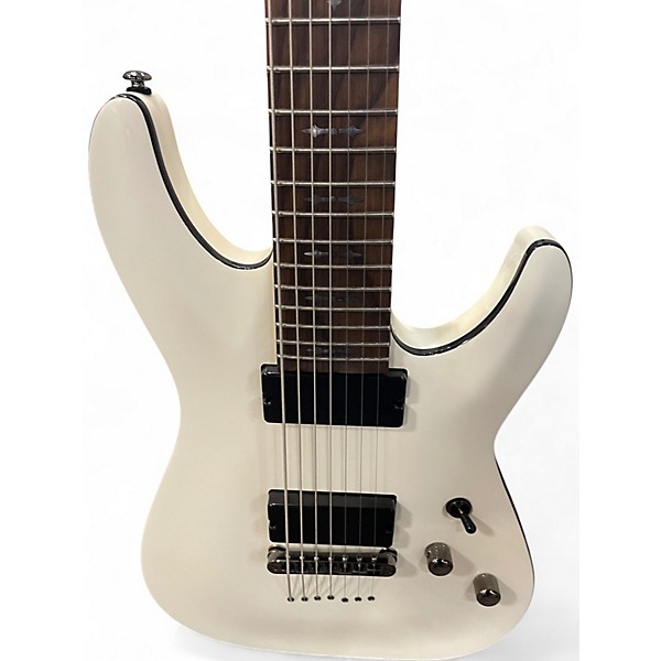 Used Schecter Guitar Research Demon 7 String Vintage White Solid Body Electric Guitar