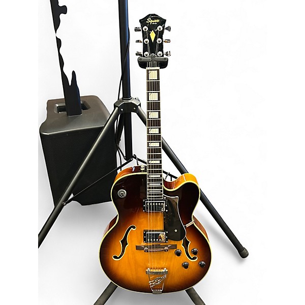 Used Squier X155 Sunburst Hollow Body Electric Guitar