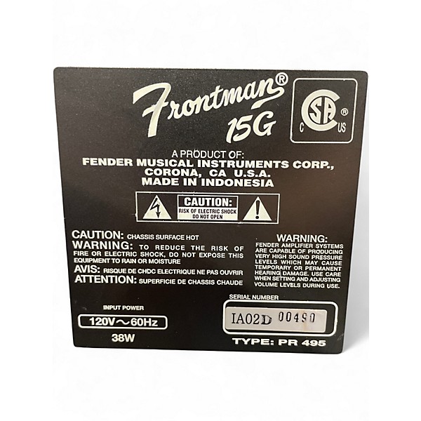 Used Fender Frontman 15G 15W Guitar Combo Amp