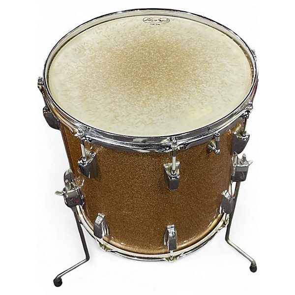 Vintage 1960s Ludwig 4 Piece Hollywood Outfit Gold Sparkle Drum Kit