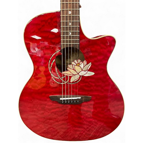 Used Luna FLO LOT QM Trans Shiraz Acoustic Guitar