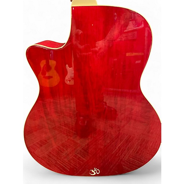 Used Luna FLO LOT QM Trans Shiraz Acoustic Guitar