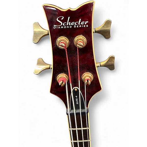 Used Schecter Guitar Research Stiletto Elite 4 String Red Electric Bass Guitar