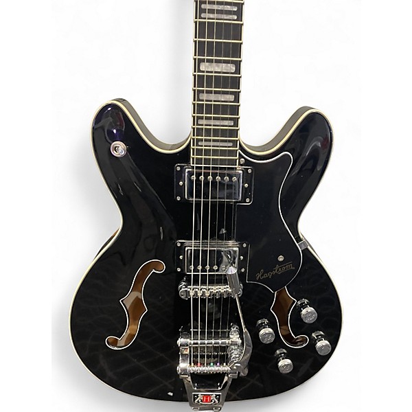 Used Hagstrom Viking Deluxe Black Hollow Body Electric Guitar