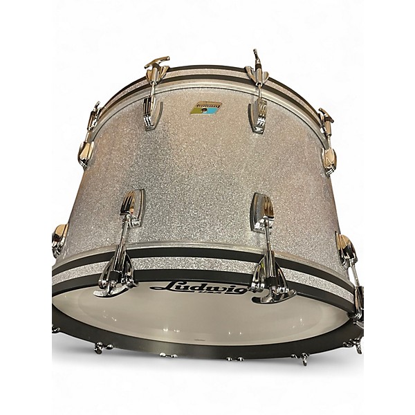Used Ludwig 4 Piece CLASSIC MAPLE MONSTER MACHINE Silver Sparkle Drum Kit