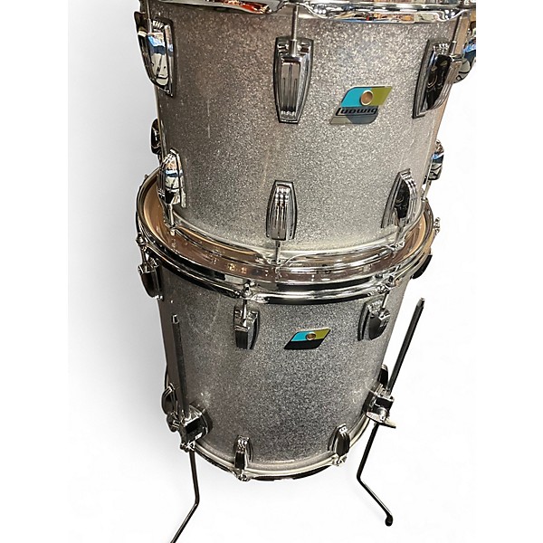 Used Ludwig 4 Piece CLASSIC MAPLE MONSTER MACHINE Silver Sparkle Drum Kit
