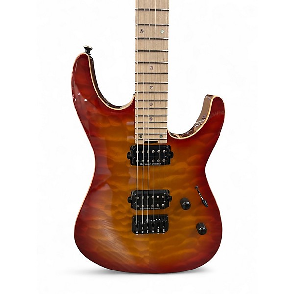 Used 2020 ESP ESP USA Custom MII Hardtail Amber Cherry Sunburst Solid Body Electric Guitar