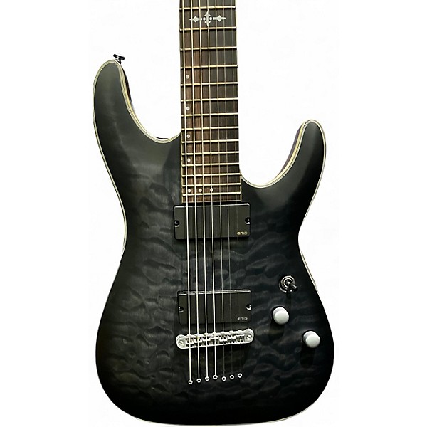 Used Schecter Guitar Research c-7 platinum Trans Black Solid Body Electric Guitar