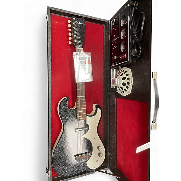 Vintage 1960s Silvertone 1448 Guitar Black Sparkle Solid Body Electric Guitar