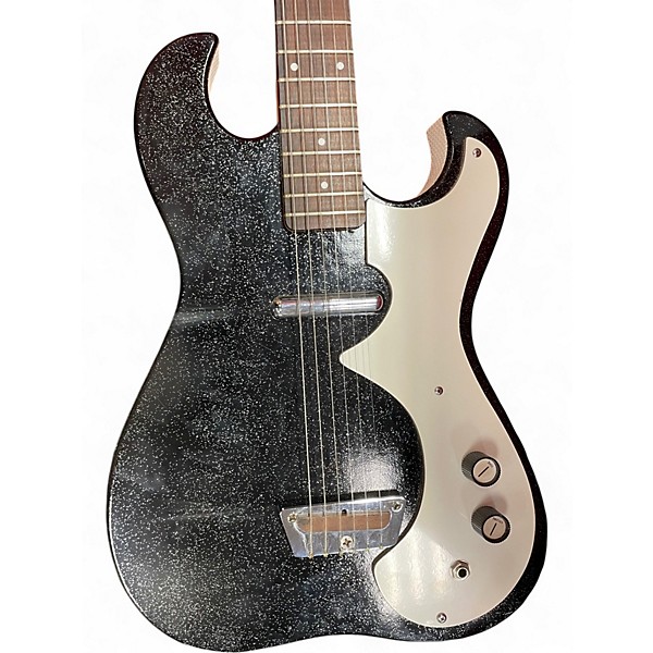 Vintage 1960s Silvertone 1448 Guitar Black Sparkle Solid Body Electric Guitar
