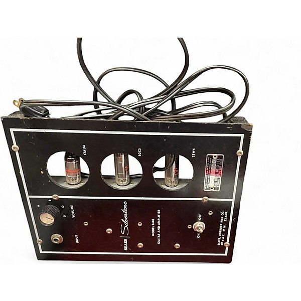 Vintage 1960s Silvertone 1448 Guitar Black Sparkle Solid Body Electric Guitar