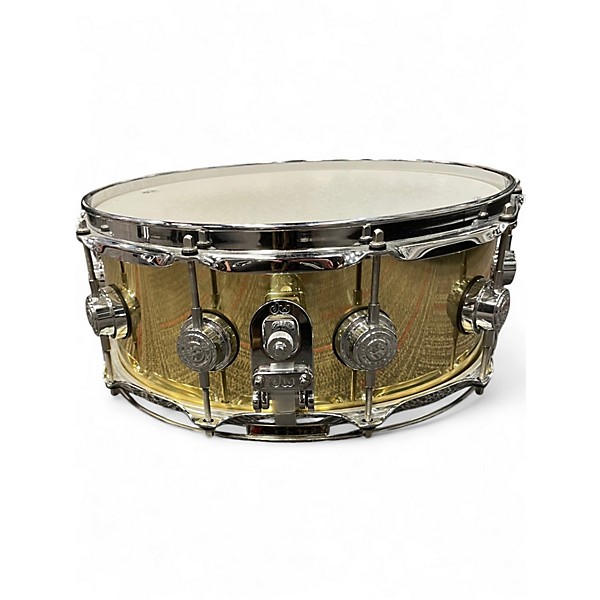 Used DW 5.5X14 Smooth Brass Snare BRASS Drum