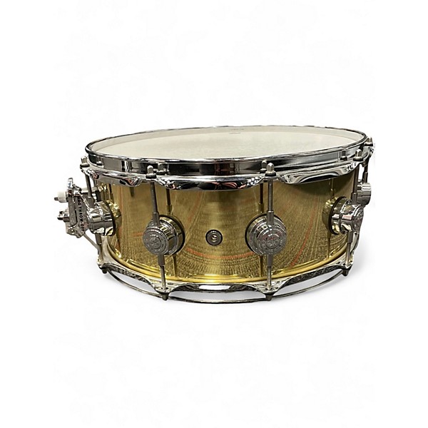Used DW 5.5X14 Smooth Brass Snare BRASS Drum